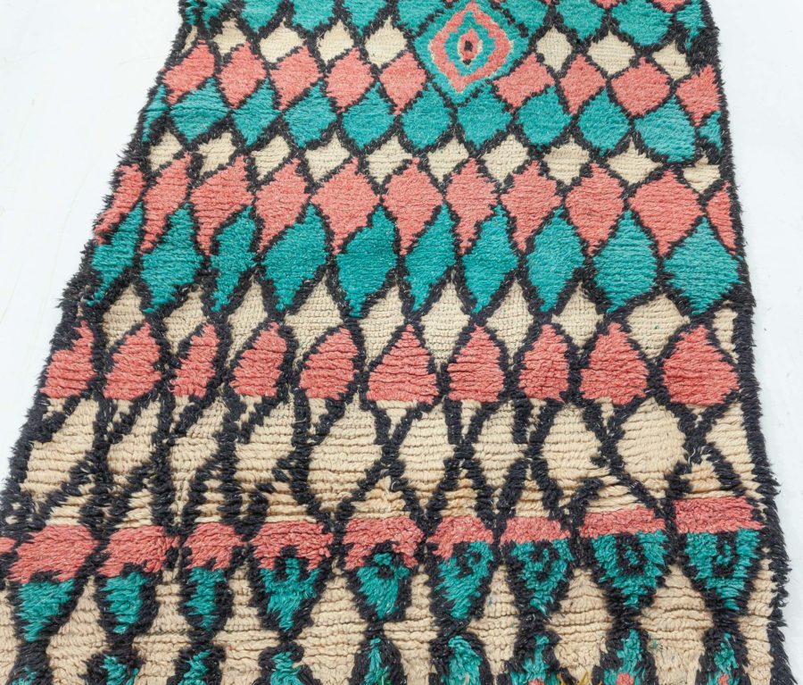 Mid-20th Century Colorful Tribal Moroccan Handmade Wool Rug BB5867