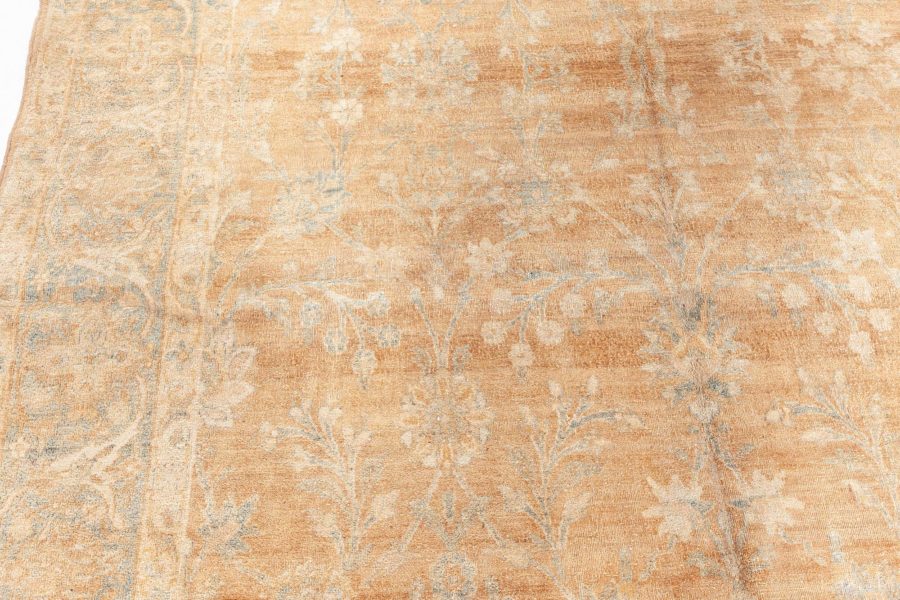 Antique Persian Tabriz Brown, Light blue and Green Handwoven Wool Carpet BB5881