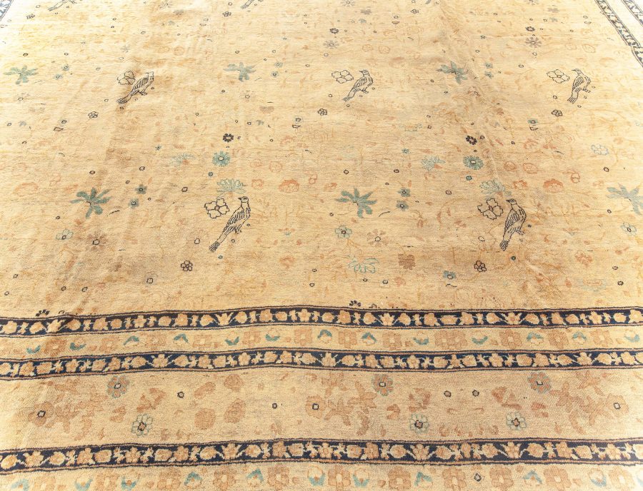Antique Persian Kirman Beige Handmade Wool Rug (Size Adjusted) BB5922