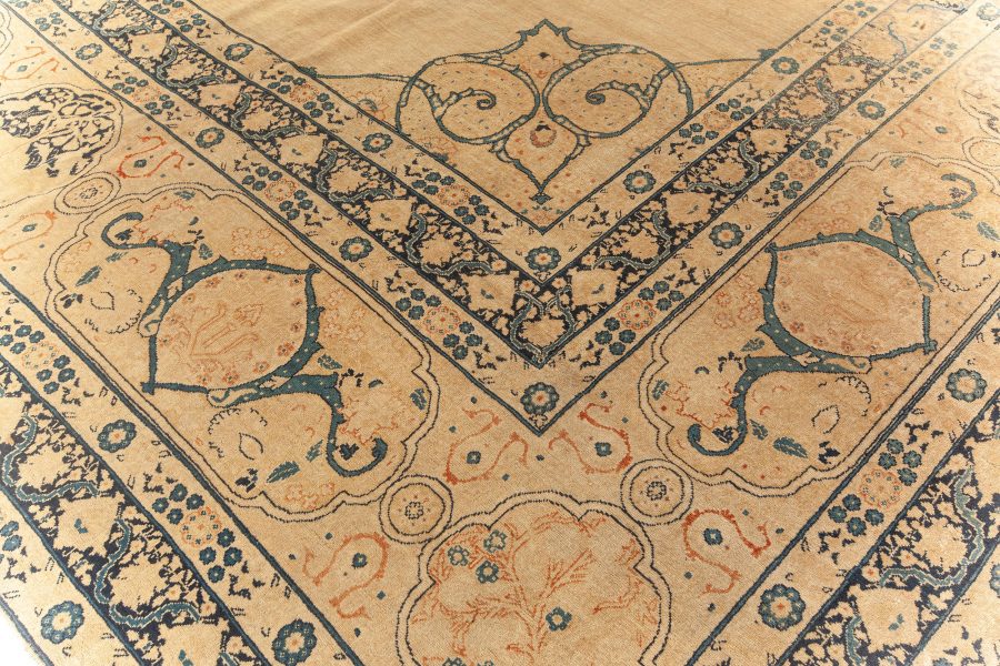 One-of-a-kind Large Antique Persian Tabriz Beige Handmade Wool Carpet BB5931