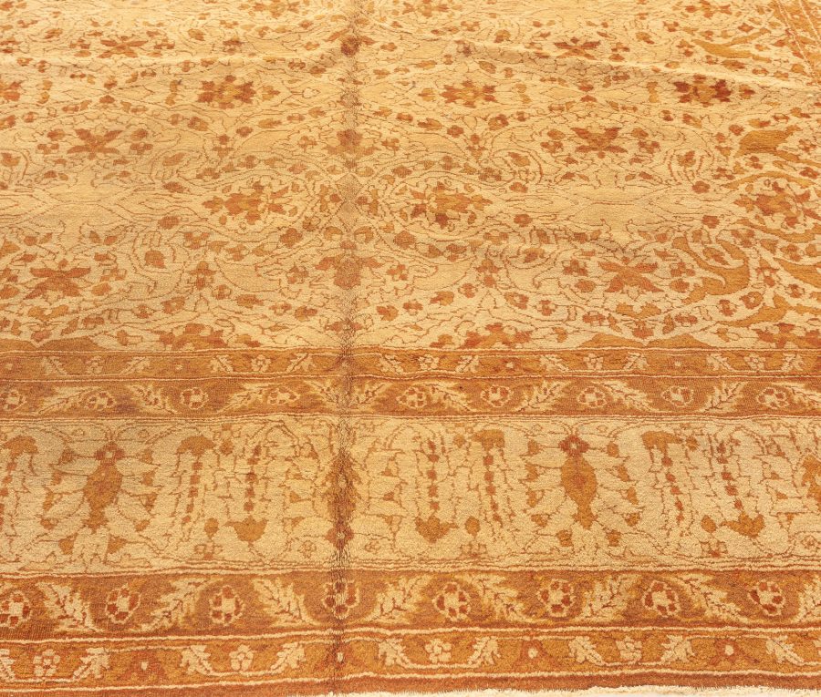 Fine Antique Indian Agra Brown and Beige Handmade Wool Rug BB5940