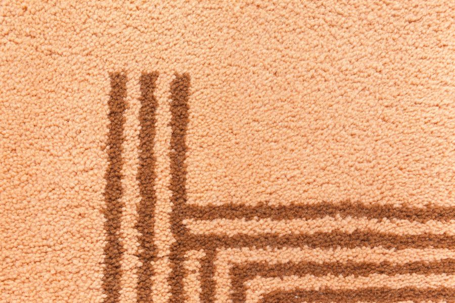 Authentic French Art Deco Orange Handmade Wool Rug BB5963