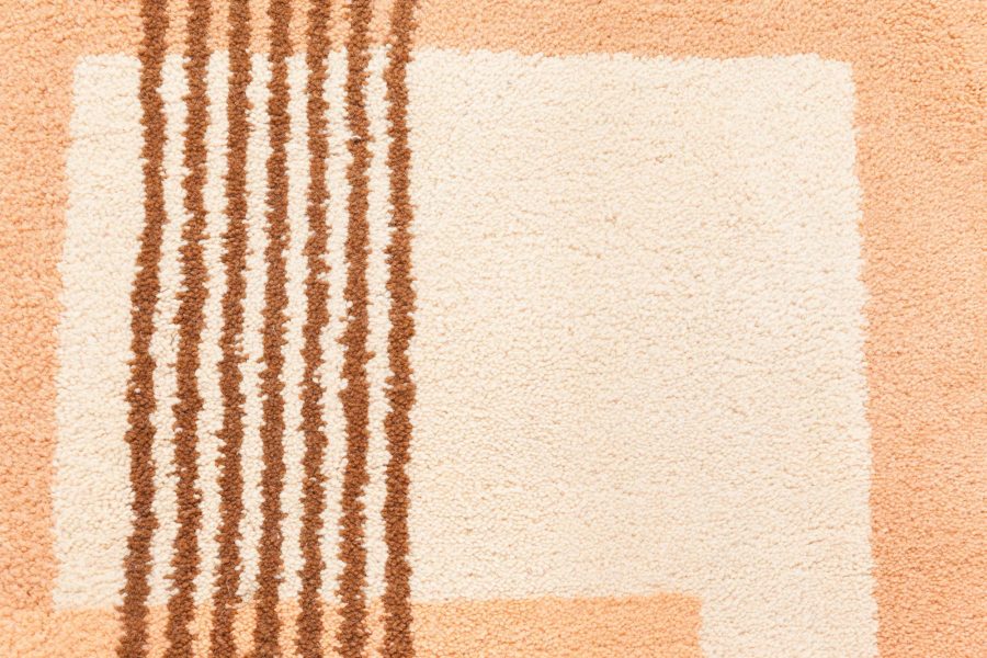 Authentic French Art Deco Orange Handmade Wool Rug BB5963