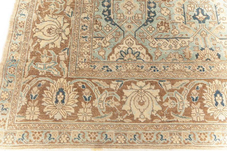 Authentic Early 20th Century Persian Tabriz Beige Brown Green Handmade Wool Rug BB5970