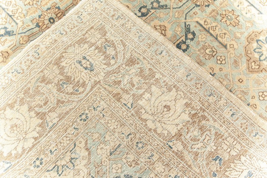 Authentic Early 20th Century Persian Tabriz Beige Brown Green Handmade Wool Rug BB5970