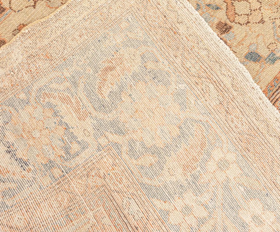 Neutral Beige Soft Blues and Pinks Antique Persian Malayer Rug BB5996