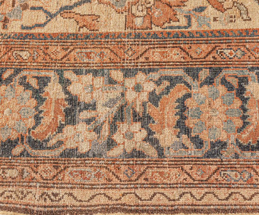 Neutral Beige Soft Blues and Pinks Antique Persian Malayer Rug BB5996