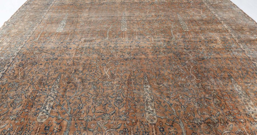 Large Antique North Indian Brown Handmade Wool Rug BB6024