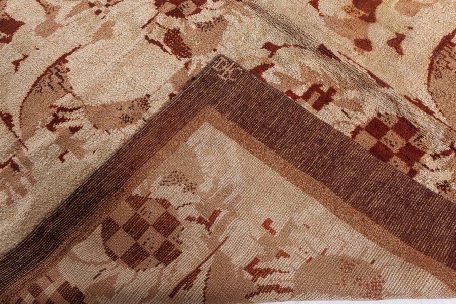 Mid-20th century French Bold Art Deco Beige, Brown Wool Rug by Noel Hostens BB6074