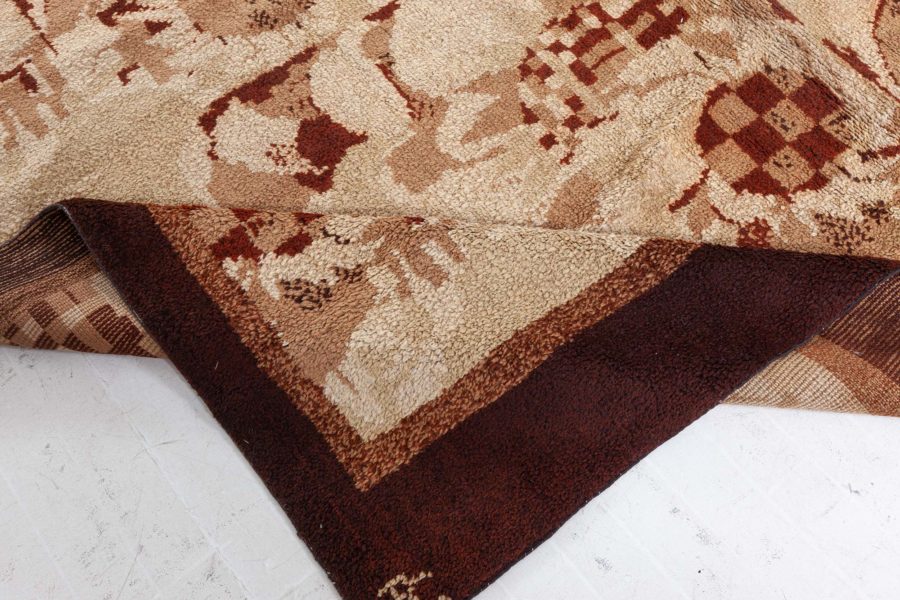 Mid-20th century French Bold Art Deco Beige, Brown Wool Rug by Noel Hostens BB6074