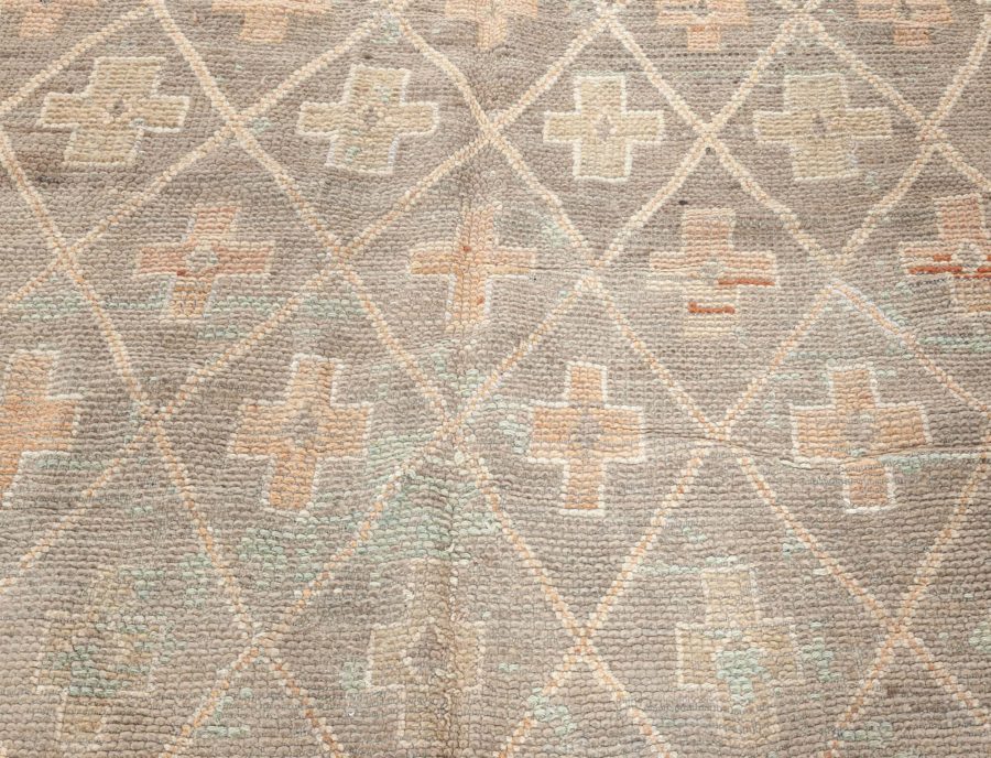 Vintage Moroccan Wool Rug with Tribal Geometric Design on Green Background BB6075