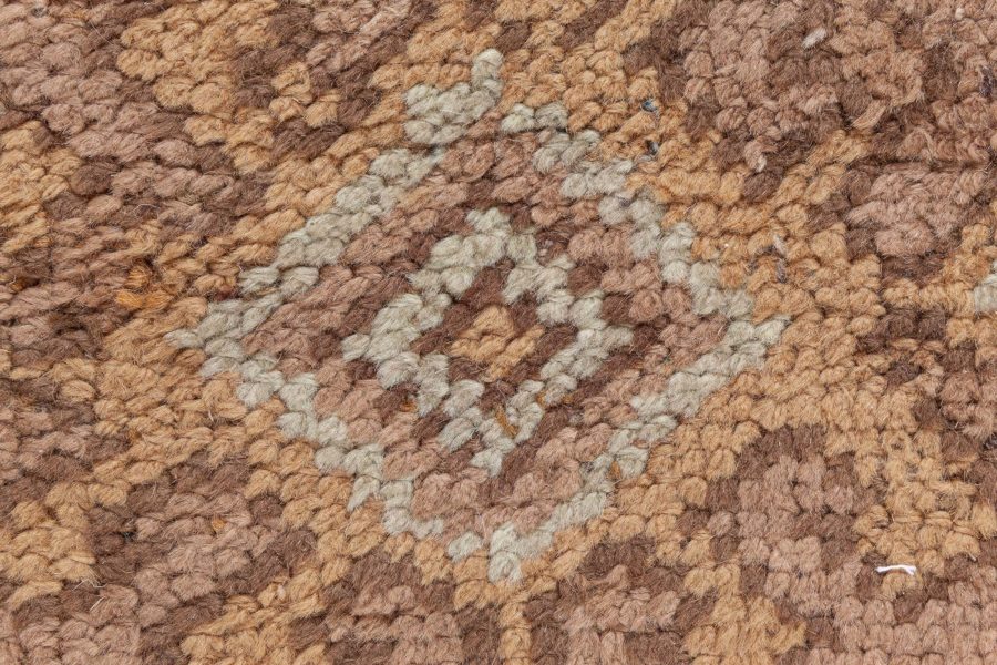 Antique Turkish Oushak Brown, Beige & Gray Handwoven Wool Rug BB6084
