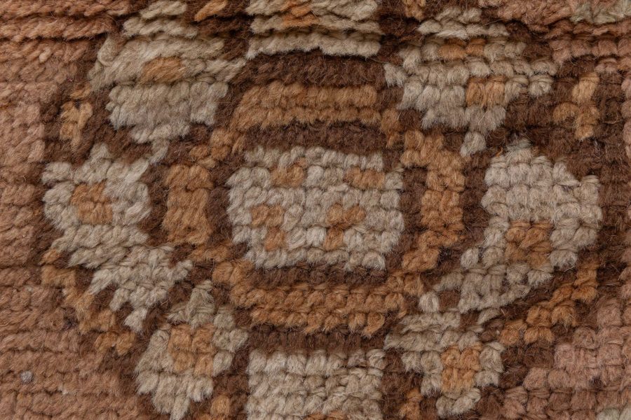 Antique Turkish Oushak Brown, Beige & Gray Handwoven Wool Rug BB6084