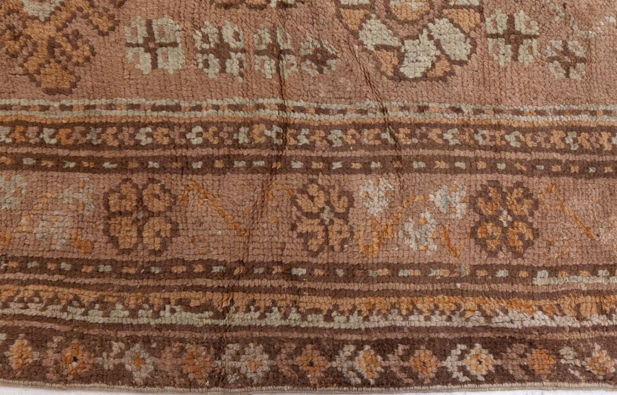 Antique Turkish Oushak Brown, Beige & Gray Handwoven Wool Rug BB6084
