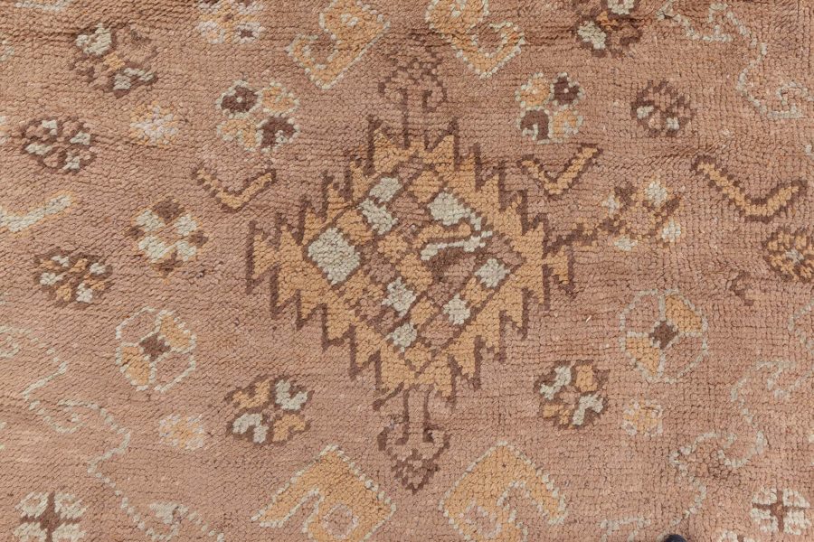 Antique Turkish Oushak Brown, Beige & Gray Handwoven Wool Rug BB6084