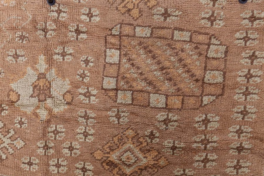 Antique Turkish Oushak Brown, Beige & Gray Handwoven Wool Rug BB6084