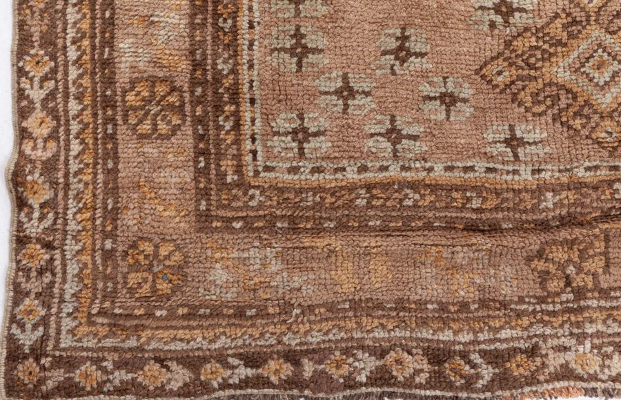 Antique Turkish Oushak Brown, Beige & Gray Handwoven Wool Rug BB6084