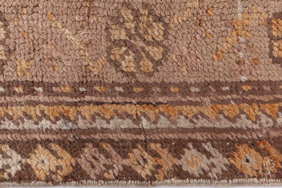 Antique Turkish Oushak Brown, Beige & Gray Handwoven Wool Rug BB6084
