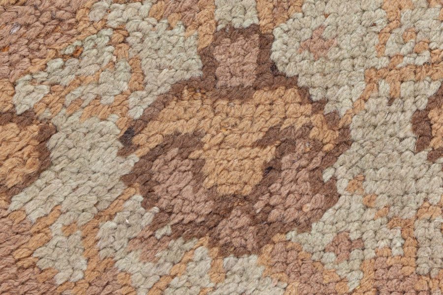 Antique Turkish Oushak Brown, Beige & Gray Handwoven Wool Rug BB6084