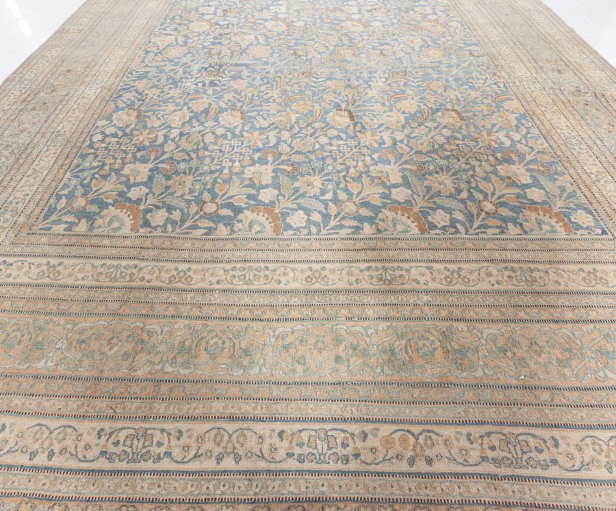 High-quality Vintage Persian Khorassan Green Handmade Wool Rug BB6085