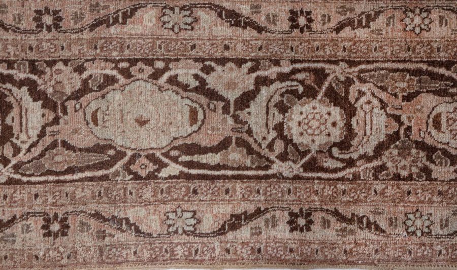 Authentic Persian Tabriz Brown Handmade Wool Rug BB6093