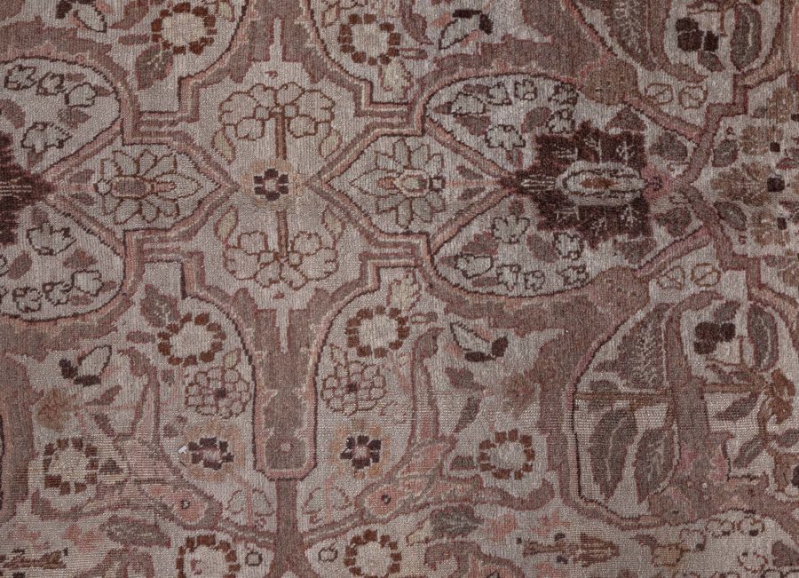 Authentic Persian Tabriz Brown Handmade Wool Rug BB6093