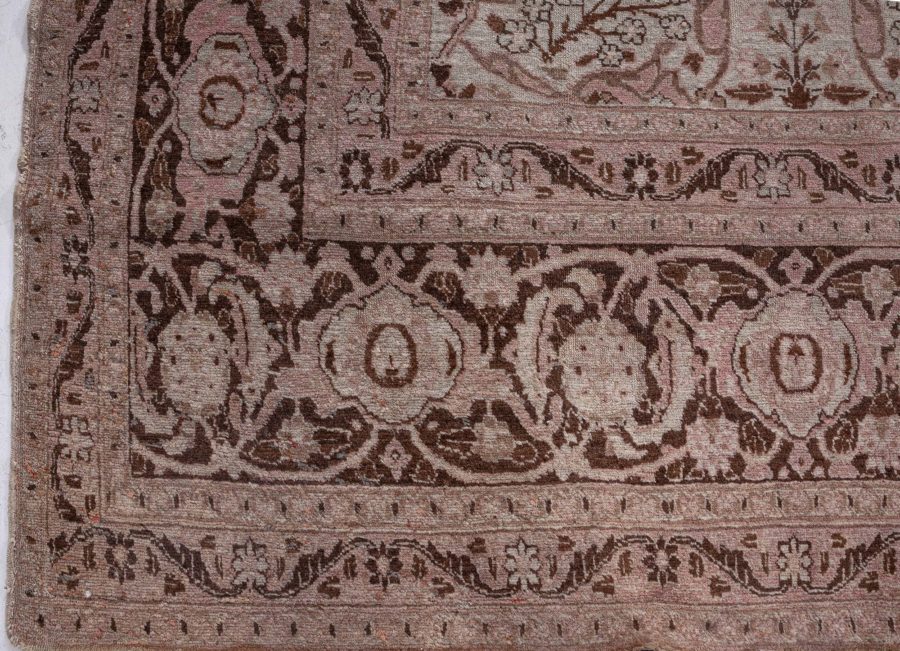 Authentic Persian Tabriz Brown Handmade Wool Rug BB6093