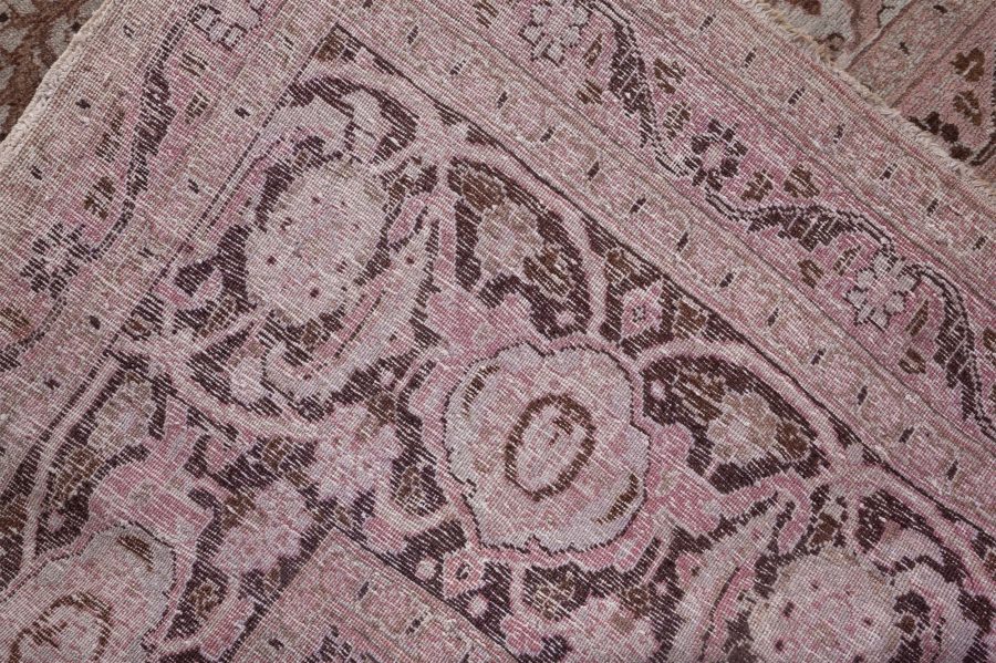 Authentic Persian Tabriz Brown Handmade Wool Rug BB6093