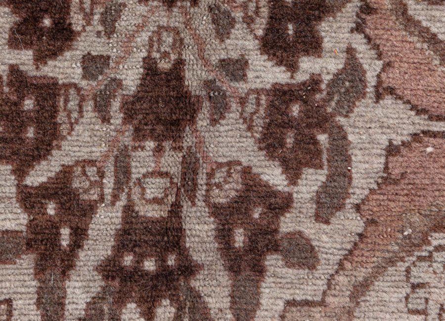 Authentic Persian Tabriz Brown Handmade Wool Rug BB6093