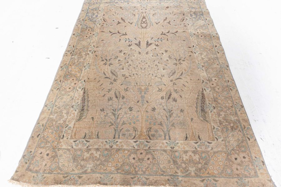 20th Century Persian Tabriz Gold Beige and Azure Handmade Wool Rug BB6108