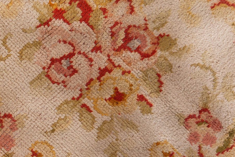 Oversized Savonnerie Antique Beige Handmade Wool Rug BB6129