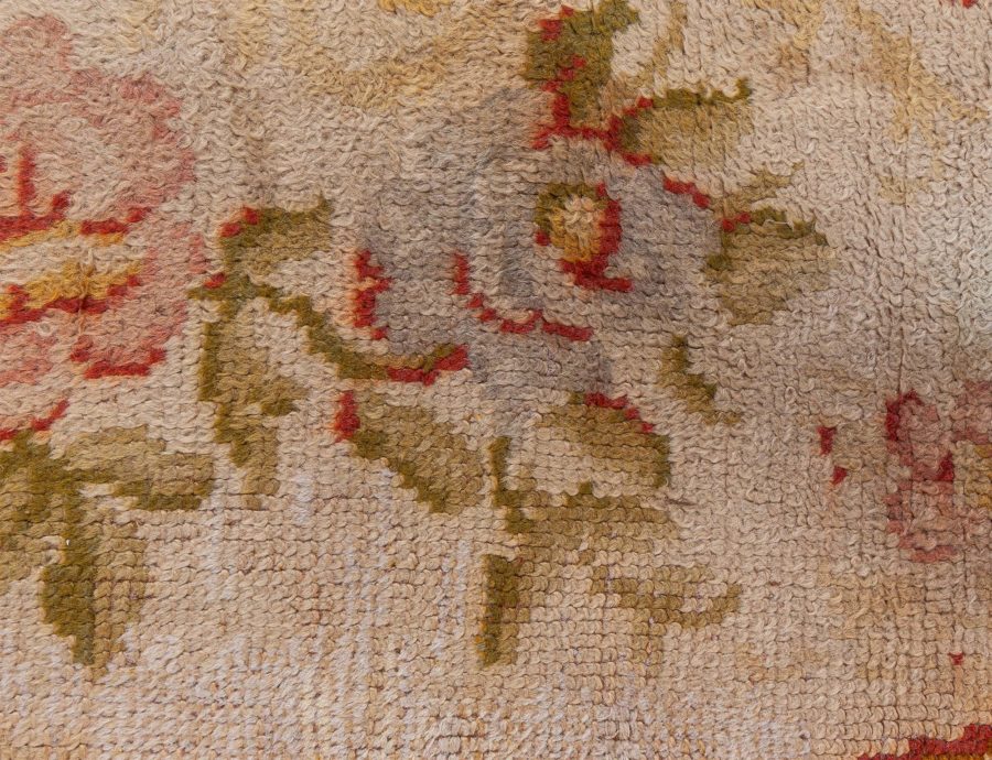 Oversized Savonnerie Antique Beige Handmade Wool Rug BB6129