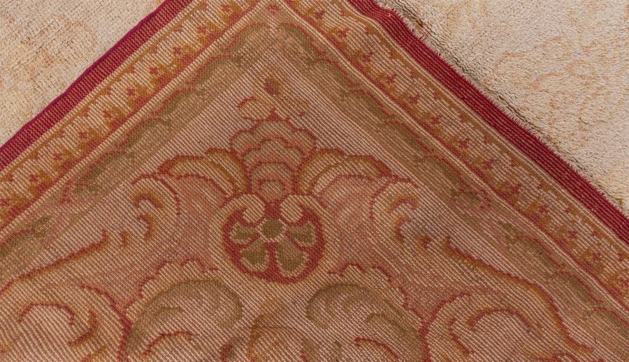 Oversized Savonnerie Antique Beige Handmade Wool Rug BB6129