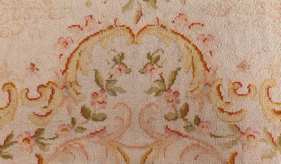 Oversized Savonnerie Antique Beige Handmade Wool Rug BB6129