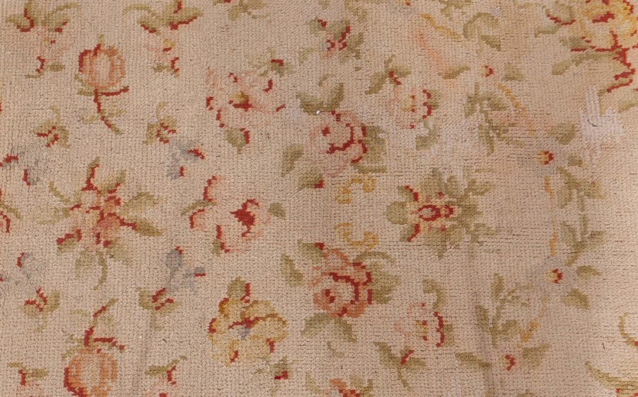 Oversized Savonnerie Antique Beige Handmade Wool Rug BB6129