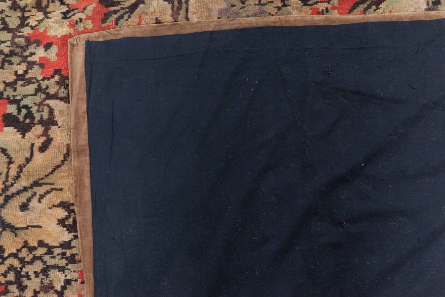 19th Century Bessarabian Brick Red, Green, Pale Moss and Pink Handmade Rug BB6135