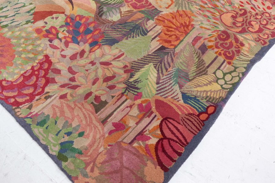 Vintage Colorful Floral French Art Deco Handmade Wool Rug BB6144