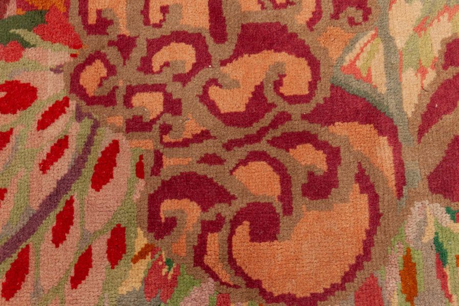 Vintage Colorful Floral French Art Deco Handmade Wool Rug BB6144