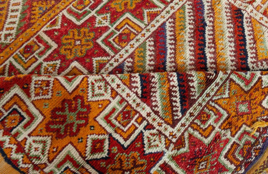 Vintage Bold Moroccan Tribal Geometric Orange Area Rug BB6164