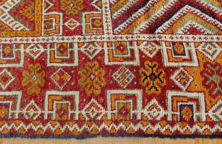 Vintage Bold Moroccan Tribal Geometric Orange Area Rug BB6164