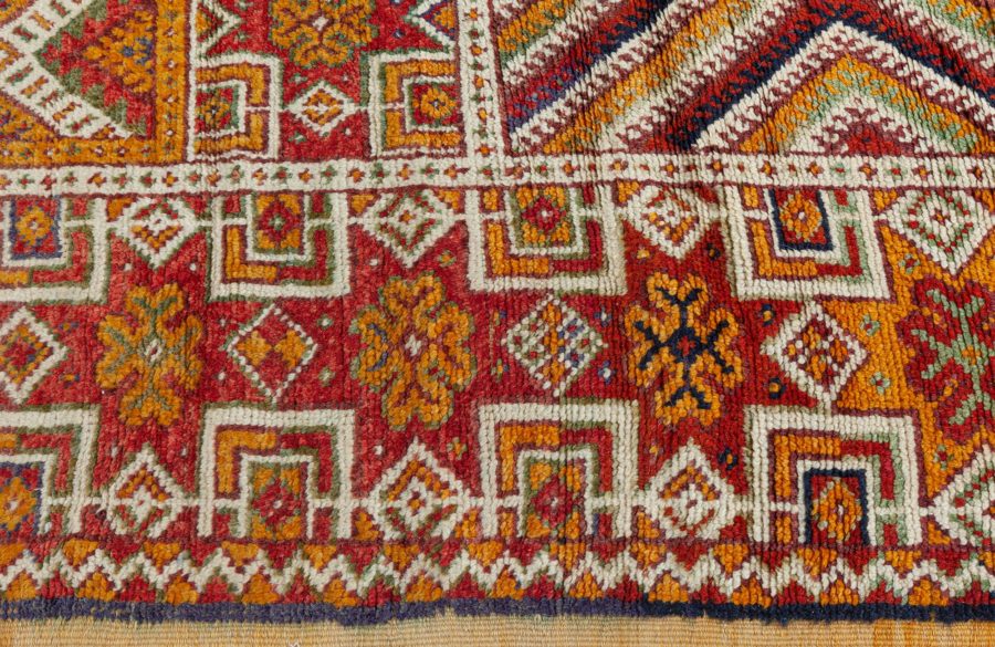 Vintage Bold Moroccan Tribal Geometric Orange Area Rug BB6164