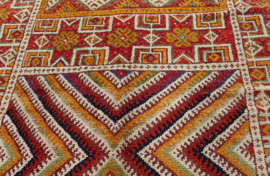 Vintage Bold Moroccan Tribal Geometric Orange Area Rug BB6164