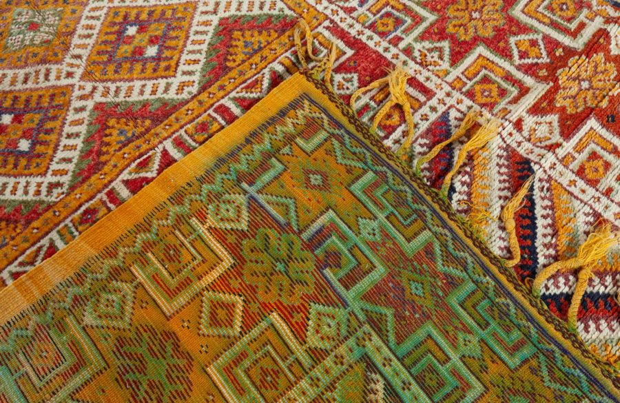 Vintage Bold Moroccan Tribal Geometric Orange Area Rug BB6164