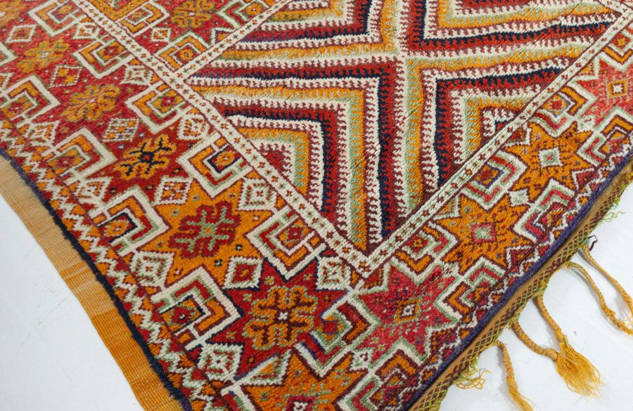 Vintage Bold Moroccan Tribal Geometric Orange Area Rug BB6164