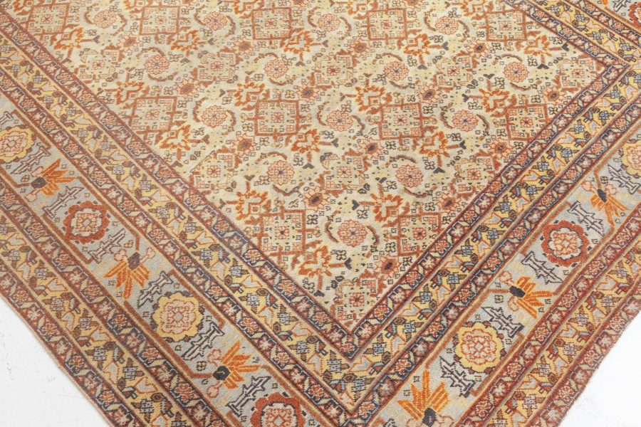 Antique Persian Tabriz Brown, Pink and Gray Handwoven Wool Rug BB6178
