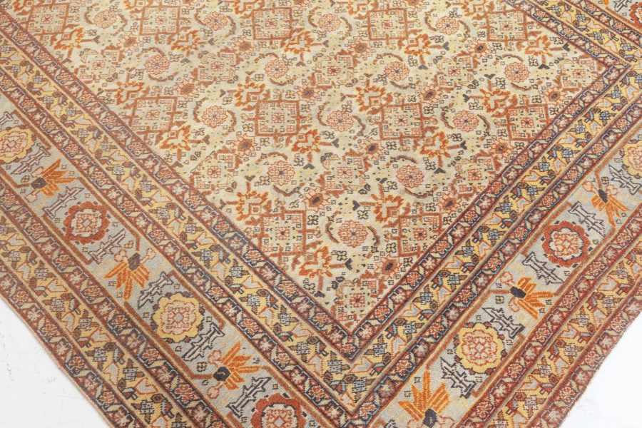 Antique Persian Tabriz Brown, Pink and Gray Handwoven Wool Rug BB6178