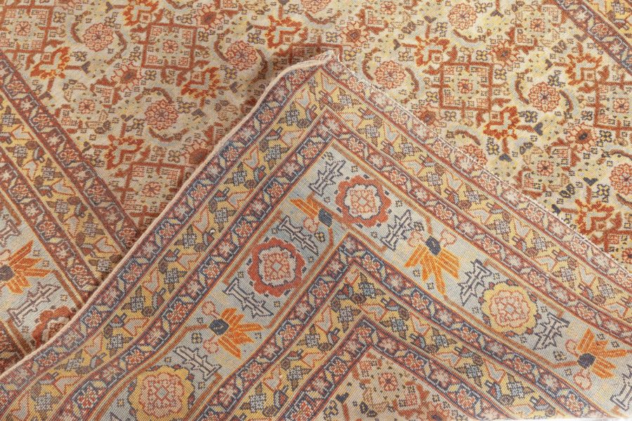 Antique Persian Tabriz Brown, Pink and Gray Handwoven Wool Rug BB6178