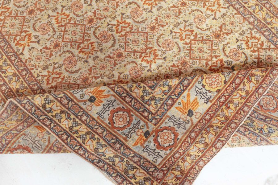 Antique Persian Tabriz Brown, Pink and Gray Handwoven Wool Rug BB6178