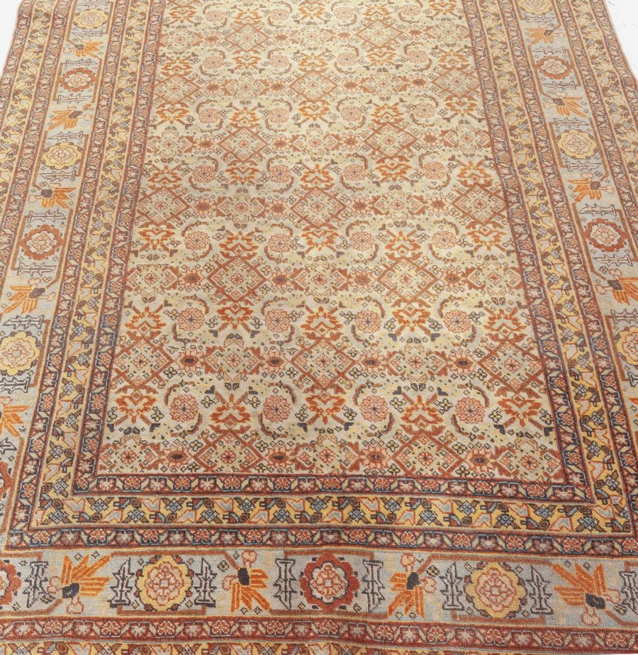 Antique Persian Tabriz Brown, Pink and Gray Handwoven Wool Rug BB6178