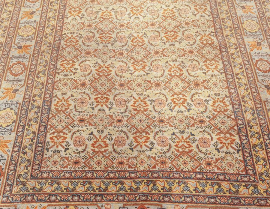 Antique Persian Tabriz Brown, Pink and Gray Handwoven Wool Rug BB6178
